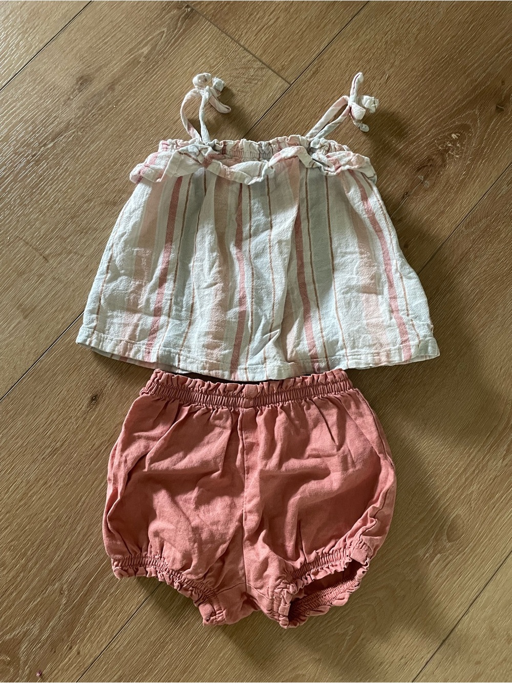 Girls Pink Stripe Cotton Tank Top & Dusty Pink Shorts Set - Kids Accessories